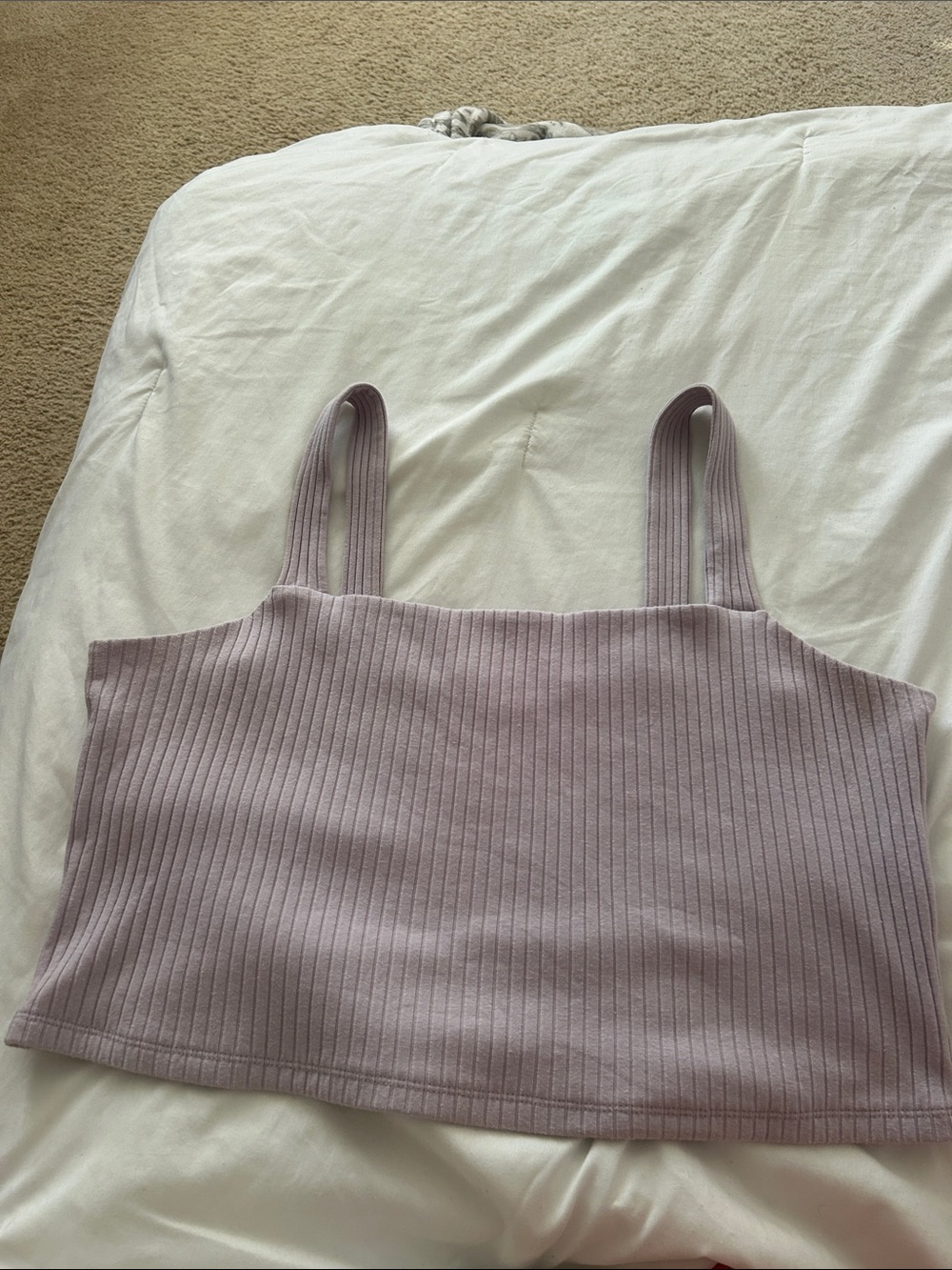 American Eagle Ribbed Square-Neck Crop Tank Top - Lavender